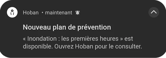 Notification annonçant la publication d'un nouveau plan de prévention inondation